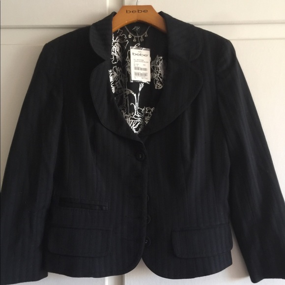 Bebe Black Cropped Tuxedo Style Jacket - Picture 1 of 8